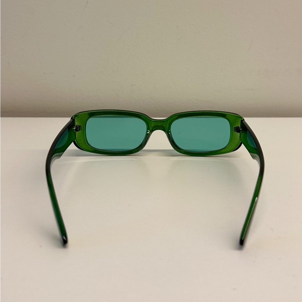 Green Thin Rectangular Sunglasses - image 3